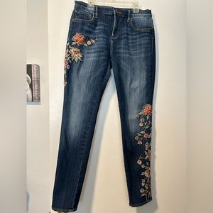 Embroidered Floral embellished jeans